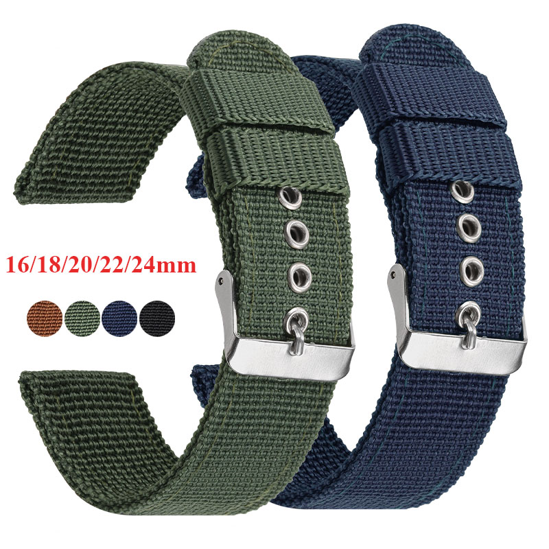 Nato Strap Nylon - Nylon horlogeband bruin groen zwarte band