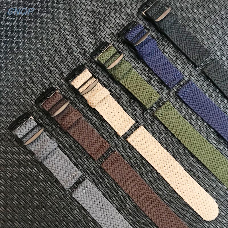 Perlon Strap Woven - 20Mm 22Mm Zwart Navy Effen Kleur