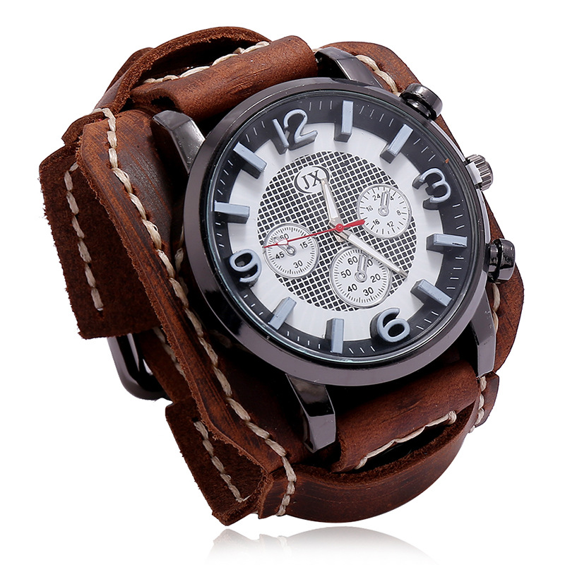 Leather Watch Band Men - Nieuwe Retro Heren Horloges Lederen Brede