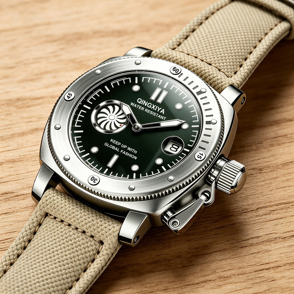 Canvas Strap Watch - Cool Creatieve Kaki Canvas Band Quartz