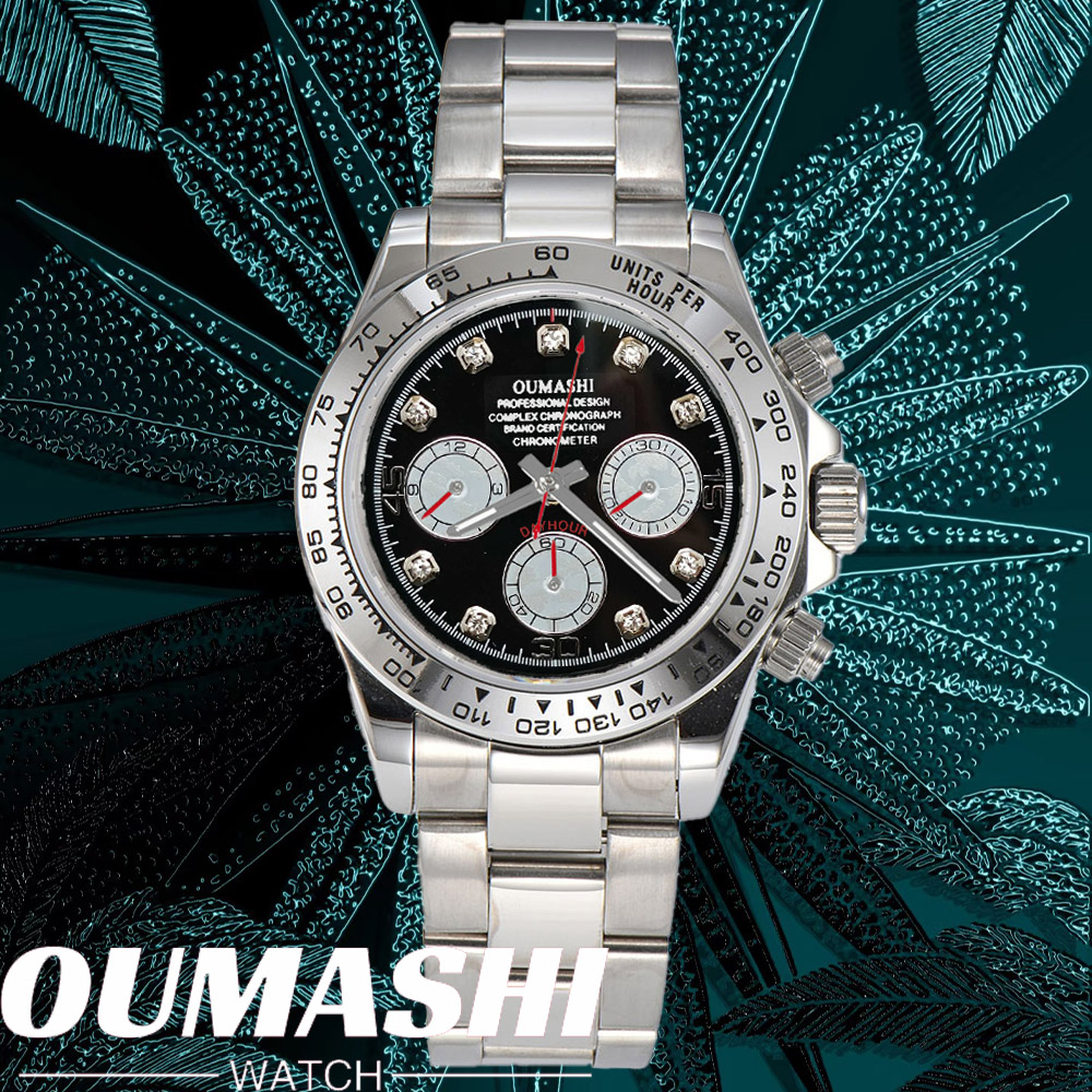 Stainless Bracelet Diver - Luxe VK63 HORLOGE 39.3mm quartz Chronograaf