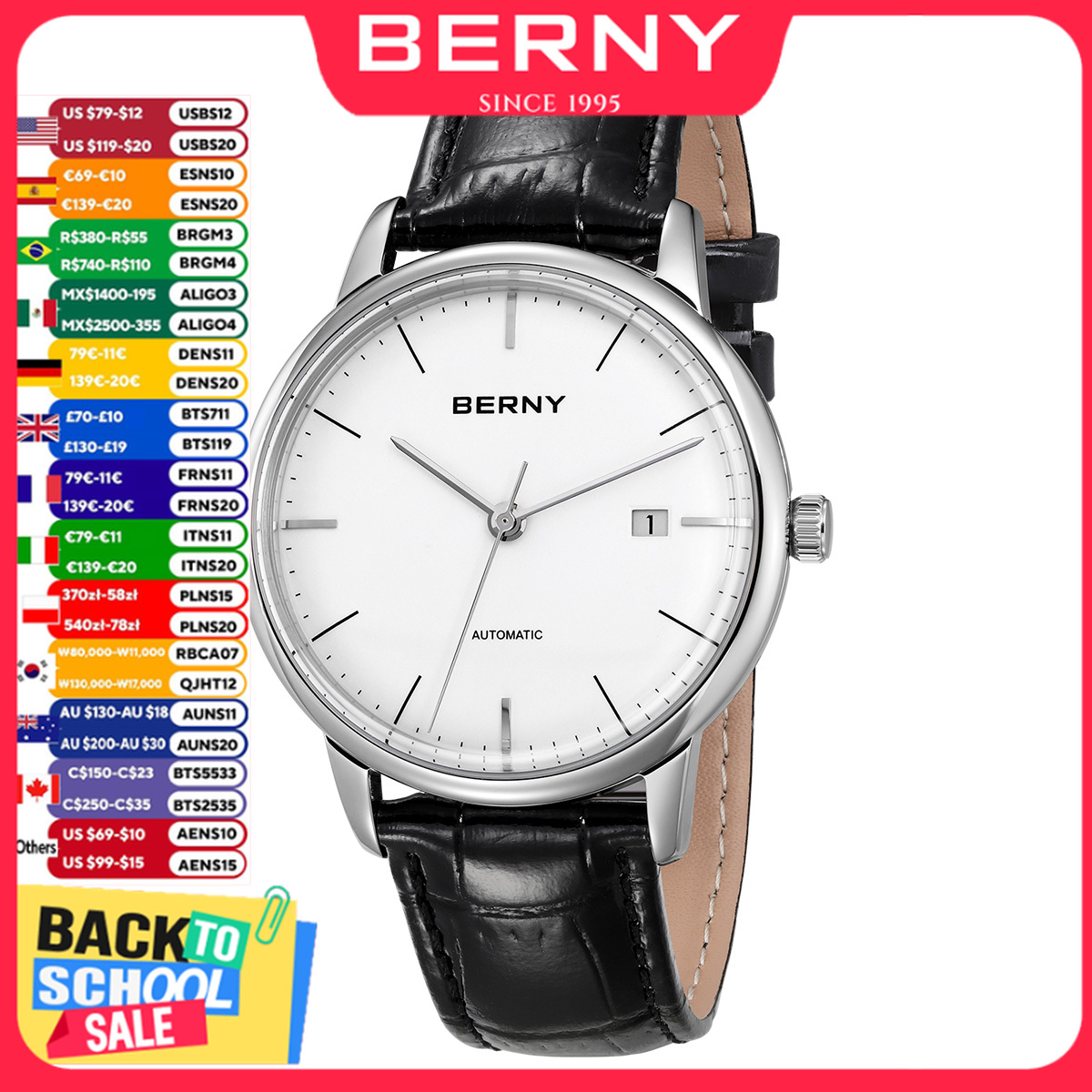 Seiko Watch Presage - BERNY Mechanisch herenhorloge MIYOTA 9015, eenvoudig,
