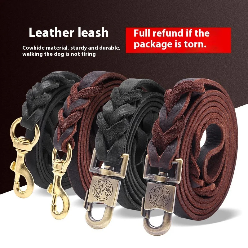 Leather Strap Quick Release - Echt lederen hondenriem - Trainingsriem van